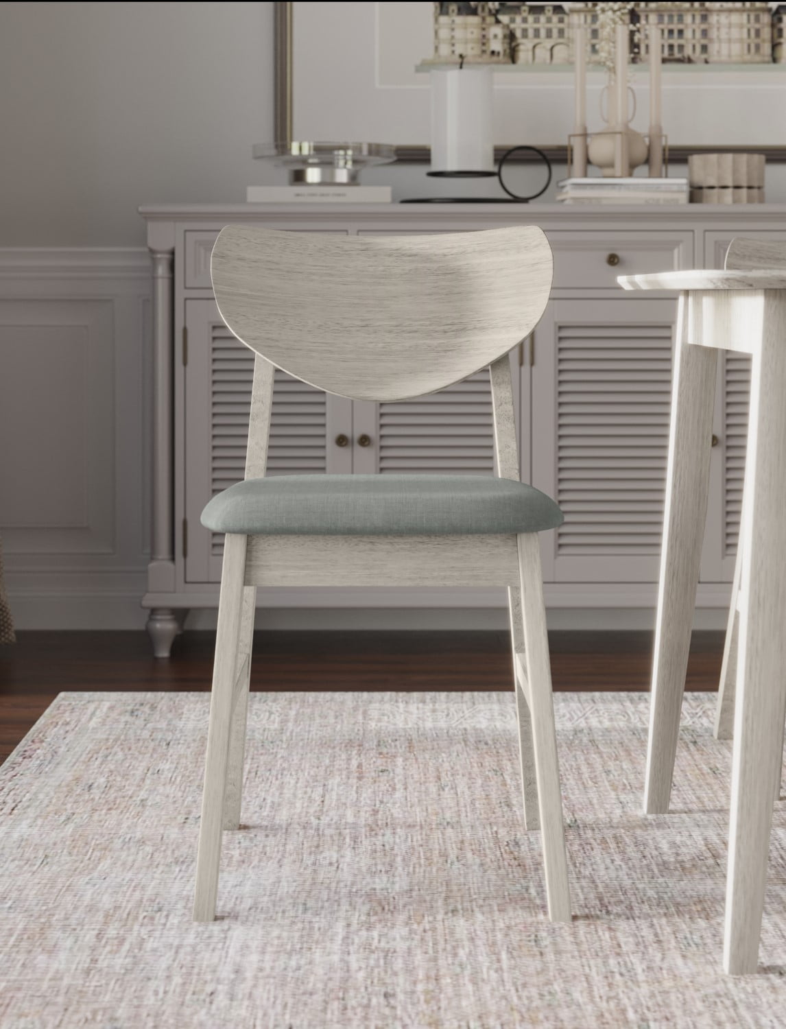 Home Design Easton Dining Chair (Set of 6), Curved-back design, Comfortable padded seat, Sturdy construction, Easy to clean, Gray/Antique Gray