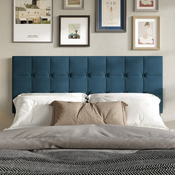 Home Design Ecorse Twin Tufted Upholstered Headboard with Button Tufting and Foam Padding, Denim Blue, Easy Assembly