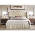 thumbnail image 1 of Home Design Eleanor Full Upholstered Platform Bed Frame with Nailhead Trim, Button Tufted Camelback Wingback Headboard, Beige – Easy Assembly, 1 of 5