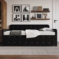 thumbnail image 1 of Home Design Elyria Twin Daybed with Velvet Upholstery, Diamond Button Tufting, Rounded Arms, Pull-Out Trundle, Solid Wood Frame, Stylish Seating and Sleeping, Black, 1 of 13