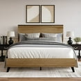 thumbnail image 1 of Home Design Emersyn King Panel Bed Frame with Sturdy Wood Panels and Timeless Design, Natural Oak, Easy Assembly, 1 of 8