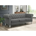 thumbnail image 1 of Home Design Emma Contemporary Cushion Velvet Rolled Arm Chesterfield Sofa, Adult, Black, 1 of 5