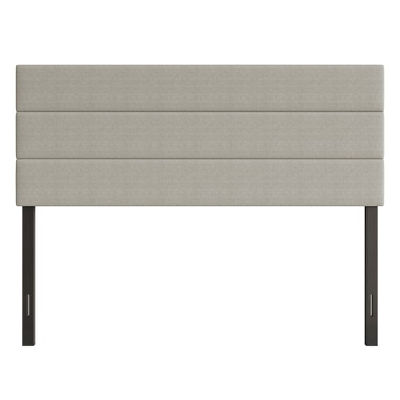 Home Design Etta Queen Upholstered Headboard with Channel Tufting and Foam Padding, Warm Gray, Easy assembly