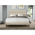 thumbnail image 1 of Home Design Evanston Queen Tufted Upholstered Platform Bed with Slatted Wood and Foam-Padded Headboard, Beige, Easy Assembly, 1 of 5