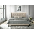 thumbnail image 1 of Home Design Evelyn King Upholstered Platform Bed Frame with Tufted Headboard and Wingback Design, Champagne, Easy Assembly, 1 of 5