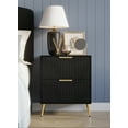 thumbnail interactive-video image 1 of Home Design Everett Nightstand with Velvet Drawer Front and Gold-Tone Legs, Black, Easy Assembly, 1 of 5