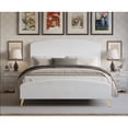thumbnail image 1 of Home Design Everett Twin Upholstered Panel Bed Frame With Curve-Shaped Design Headboard for Adults, White, Easy Assembly, 1 of 7