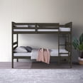 thumbnail image 1 of Home Design Exeter Twin Over Twin Solid Wood Bunk Bed Frame with Guardrails and Ladder, Dark Gray, Easy Assembly, 1 of 13