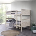 thumbnail image 1 of Home Design Exeter Twin Over Twin Solid Wood Bunk Bed Frame with Guardrails and Ladder, Antique White, Easy Assembly, 1 of 11