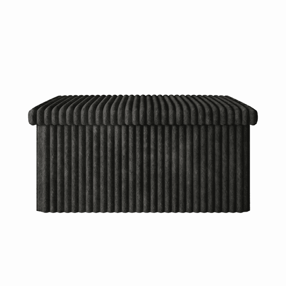 Home Design Florence 30" Tufted Upholstered Folding Storage Bench with Hidden Storage, Black