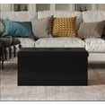 thumbnail image 1 of Home Design Florence Upholstered Folding Storage Bench with Foam Filled Seat, Multi-Purpose Rectangular Design for Seating, Footrest, or Hidden Storage in Living Room or Office, Glory Black, 1 of 3