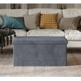 thumbnail image 1 of Home Design Florence Upholstered Folding Storage Bench with Foam Filled Seat, Multi-Purpose Rectangular Design for Seating, Footrest, or Hidden Storage in Living Room or Office, Gray, 1 of 3