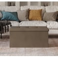 thumbnail image 1 of Home Design Florence Upholstered Folding Storage Bench with Foam Filled Seat, Multi-Purpose Rectangular Design for Seating, Footrest, or Hidden Storage in Living Room or Office, Suede Brown, 1 of 3