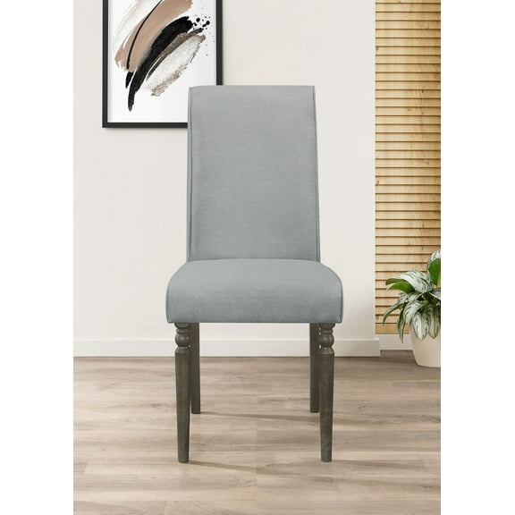 Home Design Franklin Dining Chair, Gray, High-back design, Padded seat, Comfortable seating, Sturdy turned front legs, Classic style, Durable construction