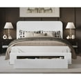 thumbnail image 1 of Home Design Freya Twin Upholstered Storage Panel Bed Frame with Foam-Cushioned Headboard and Footboard Drawer, White, Easy Assembly, 1 of 5