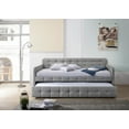 thumbnail image 1 of Home Design Fulham Twin Daybed with Upholstered Frame and Roll-Out Trundle, Button-Tufted Back, Track Arms, Elegant Modern Design, Gray, 1 of 5