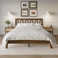 thumbnail image 1 of Home Design Gadsden King Panel Bed Frame with Arched V-Design Headboard and Center Leg Support, Brown, Box Spring Required, Easy Assembly, 1 of 12