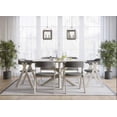 thumbnail image 1 of Home Design Geneva Dining Set, Gray/Antique Gray, Rectangular table, Open-back cushioned chairs, Comfortable seating, Pedestal base, Modern style, Durable construction, 1 of 5