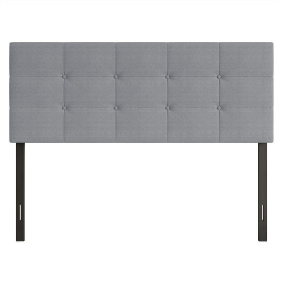 Home Design Gina King Tufted Upholstered Headboard with Button Tufts and Adjustable Height, Gray, Easy assembly