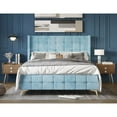 thumbnail image 1 of Home Design Gisella Queen Upholstered Panel Bed Frame with Headboard Wingback for Adult, Blue, Easy Assembly, 1 of 6