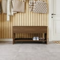 thumbnail interactive-video image 1 of Home Design Glendive Storage Cabinet Bench with Hidden Compartment, Sturdy Construction, Multi-Purpose Design for Entryway, Bedroom, or Living Room, Brown, 1 of 10
