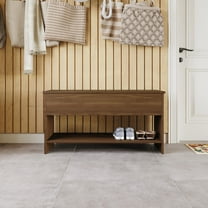 Home Design Glendive Storage Cabinet Bench with Hidden Compartment, Sturdy Construction, Multi-Purpose Design for Entryway, Bedroom, or Living Room, Brown