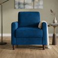 thumbnail image 1 of Home Design Goliad Velvet Armchair with Pocket Spring, Soft Cushions, Clean Lines Design, Blue, 1 of 8