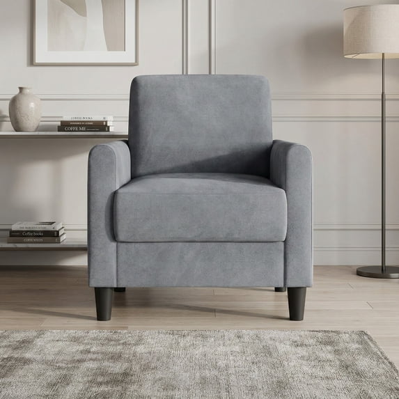 Home Design Goliad Velvet Armchair with Pocket Spring, Soft Cushions, Clean Lines Design, Gray