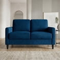 thumbnail image 1 of Home Design Goliad Velvet Arm Loveseat with Pocket Spring, Soft Cushions, Clean Lines Design, Blue, 1 of 10
