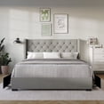thumbnail image 1 of Home Design Greeley King Tufted Upholstered Storage Platform Bed Frame with Button-Tufted Wingback Headboard and Four Under-Drawers, Light Gray, Easy Assembly, 1 of 6