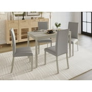 Home Design Greenville 5-Piece Dining Set with Rectangular Table and Cushioned Parson Chairs, Modern Design, Space-Saving, Durable Construction, Gray/Antique Gray