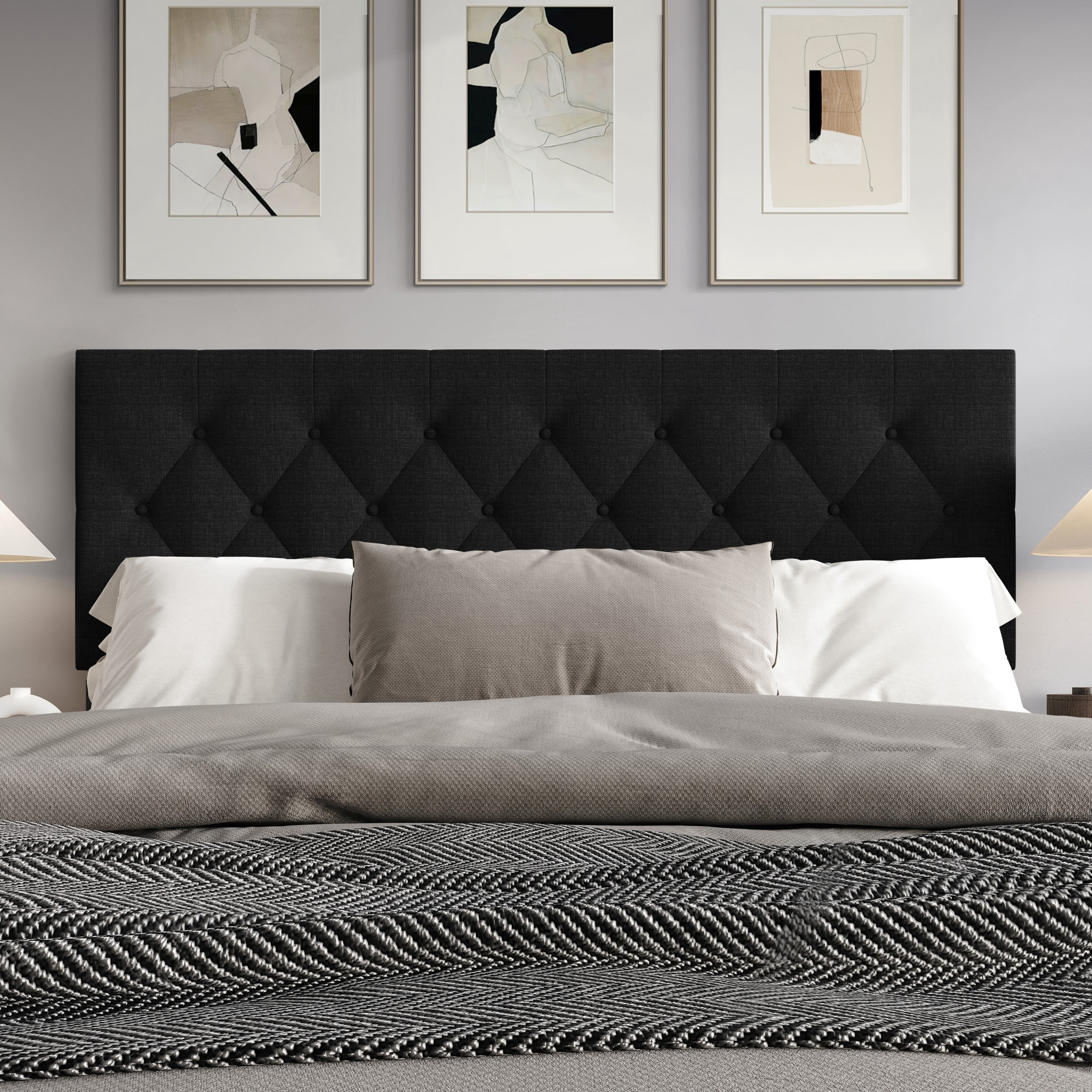 Home Design Gunnison Linen Upholstered Headboard with Button Tufted Design
