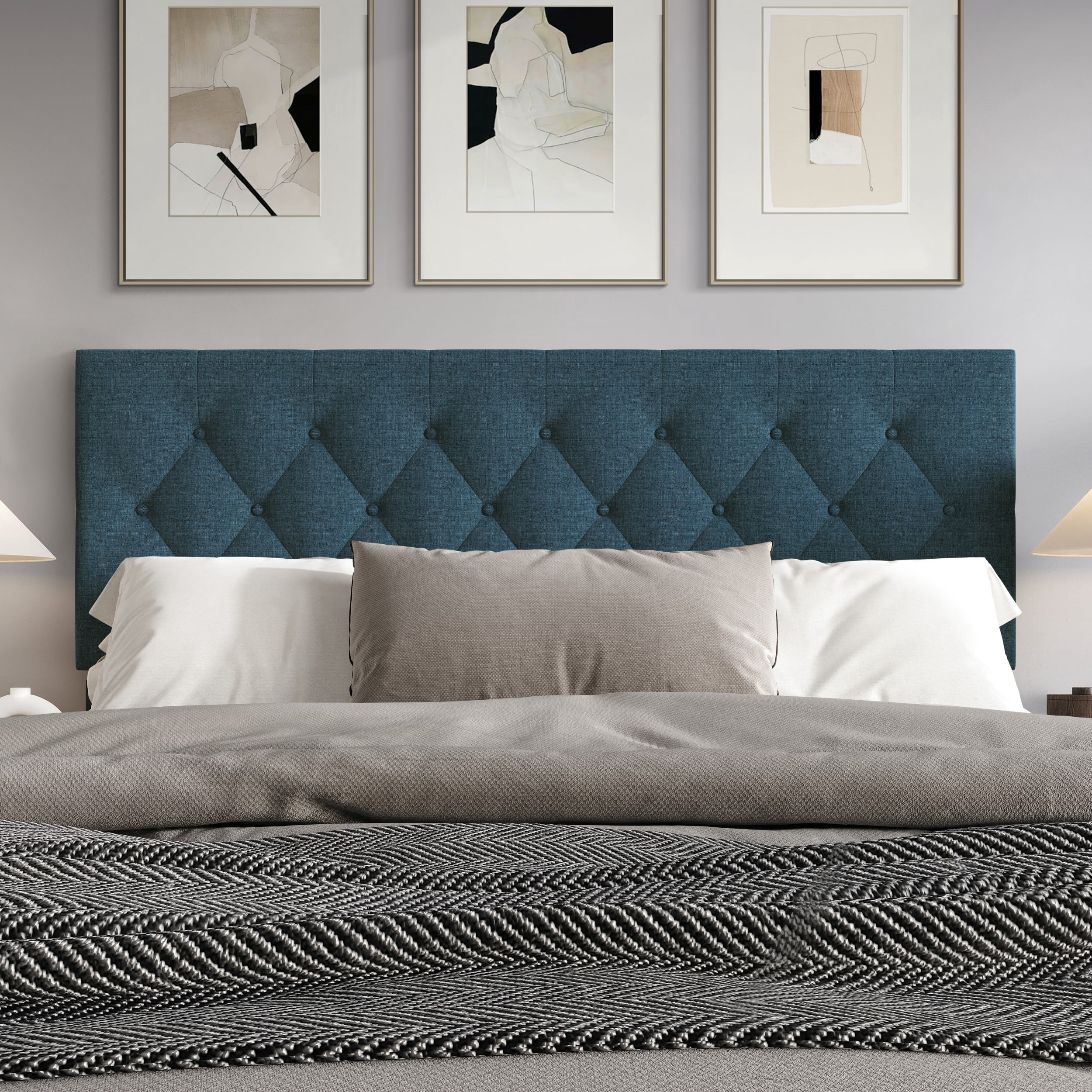 Home Design Gunnison Linen Upholstered Headboard with Button Tufted Design