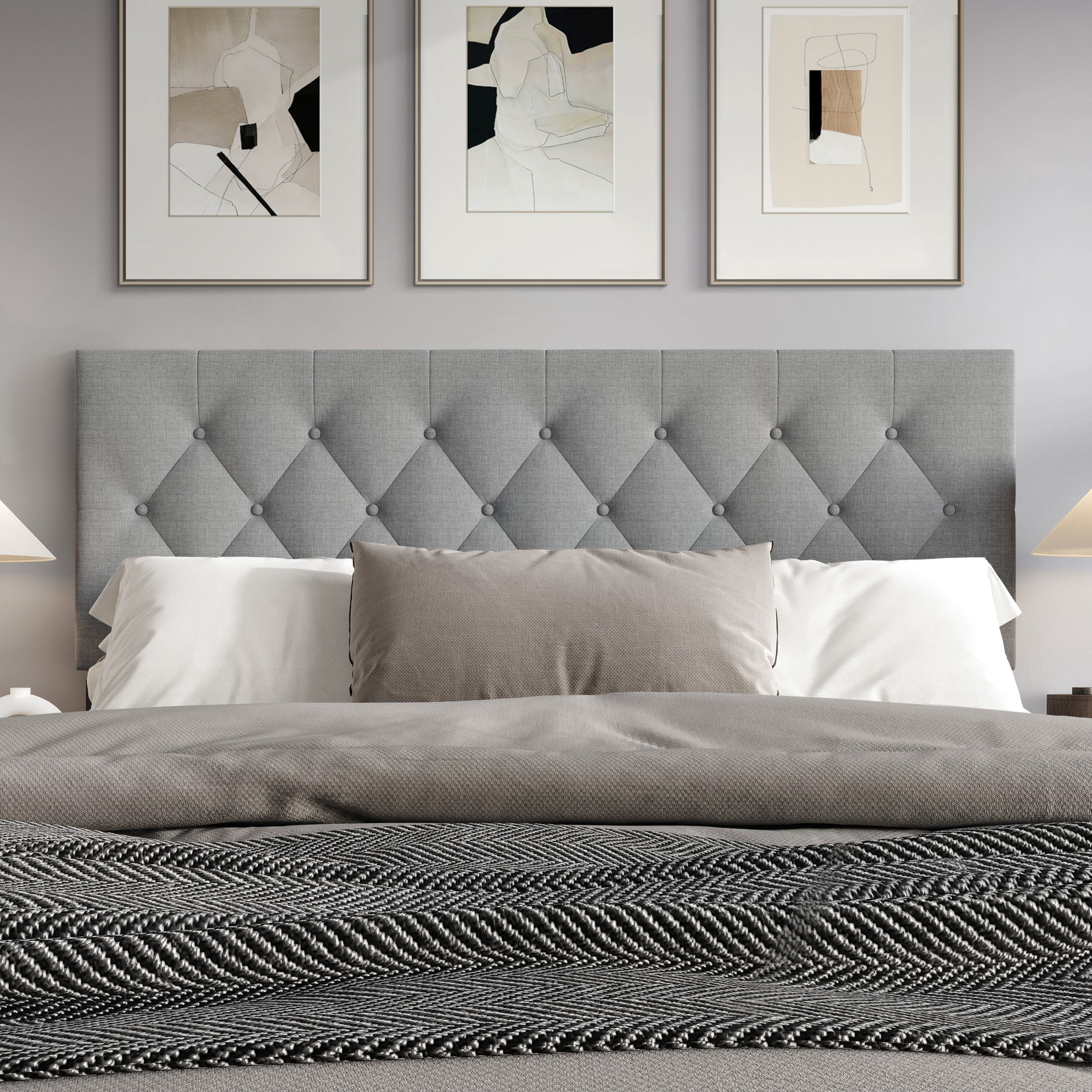 Home Design Gunnison Linen Upholstered Headboard with Button Tufted Design