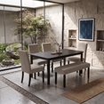 thumbnail image 1 of Home Design Guysaka 6-Piece Dining Set with Modern Rectangular Table, 4 Upholstered Corduroy Dining Chairs & Upholstered Bench, Light Beige, 1 of 18