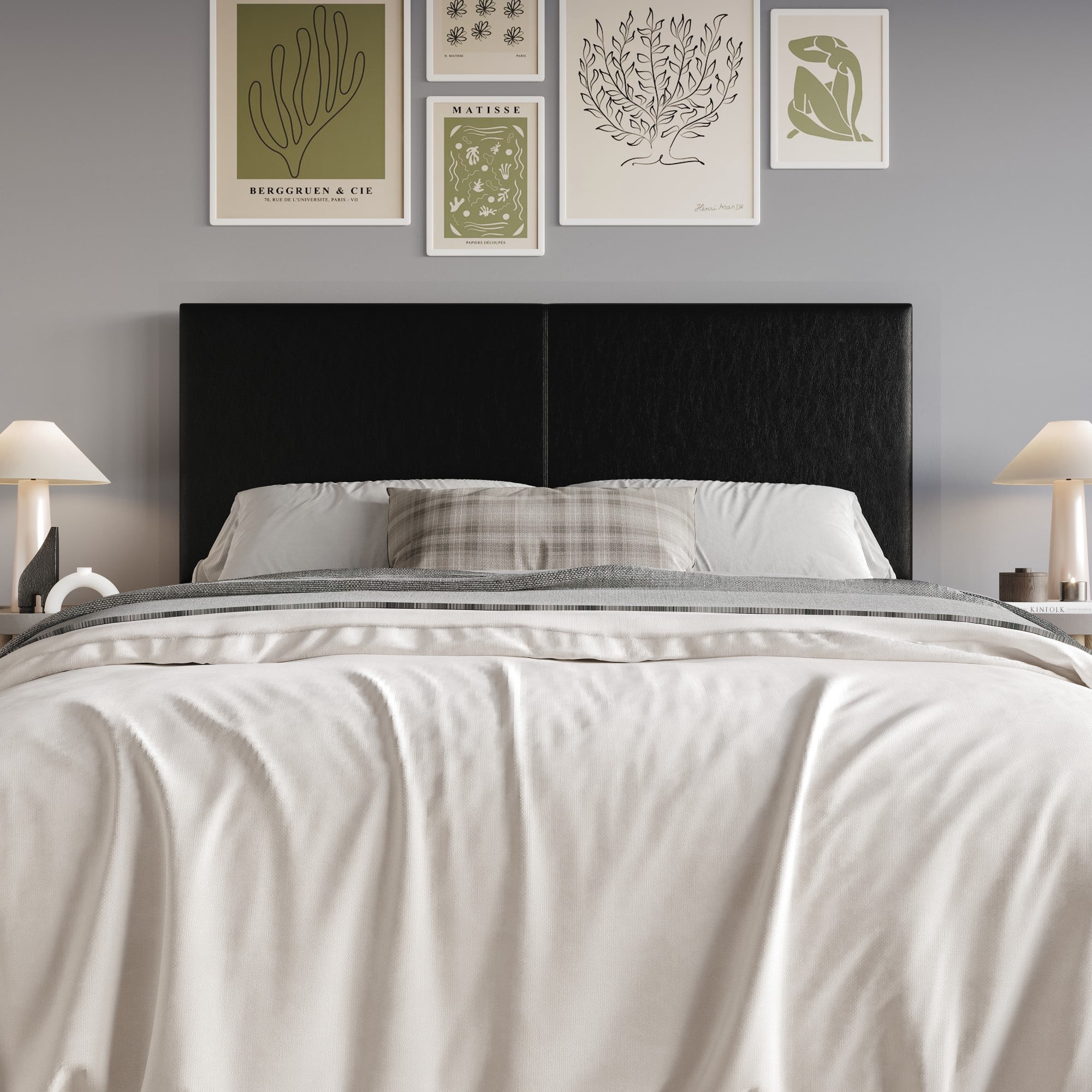 Home Design Hazard Twin Upholstered Headboard with Foam Padding and Minimalist Design, Black, Easy Assembly