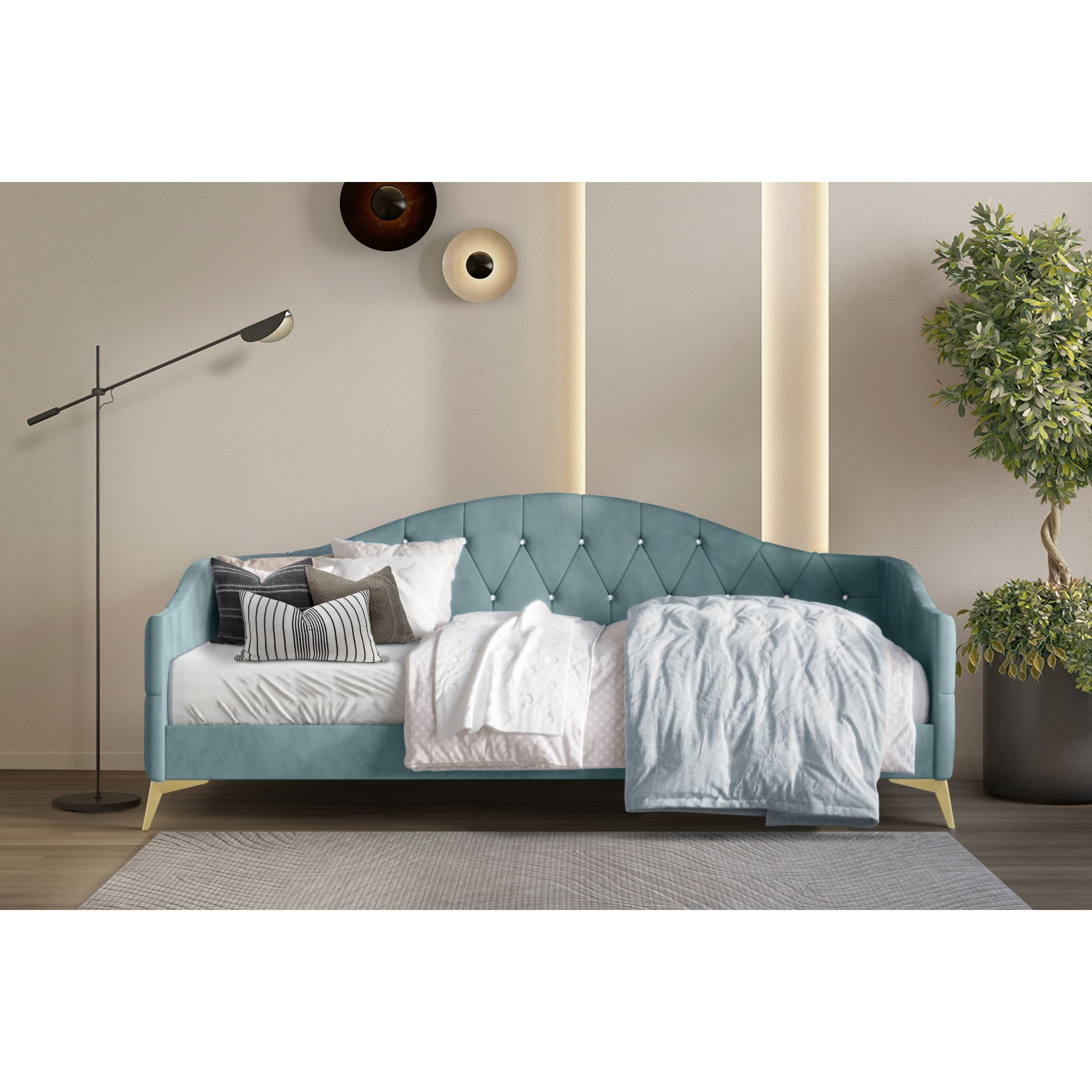 Home Design HEMNES Upholstered Daybed, Blue, Twin, image size:3000x3000