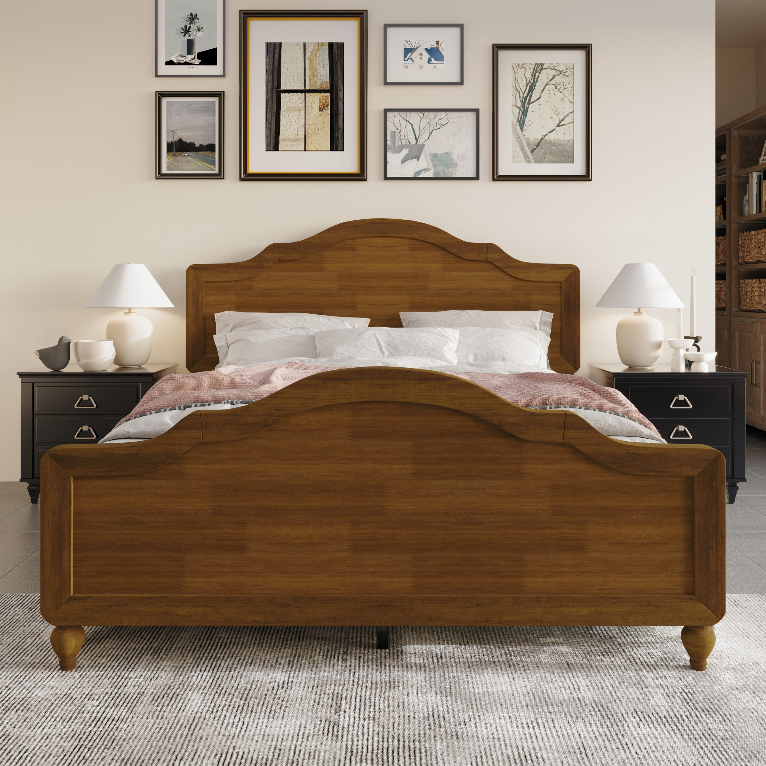 Home Design Hinton Queen Platform Bed, Brown