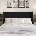 thumbnail image 1 of Home Design Ipswich King Upholstered Wingback Headboard with Nailhead Trim, Modern Vertical Channel Tufting, Black, Easy Assembly, 1 of 9