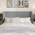 thumbnail image 1 of Home Design Ipswich Twin Upholstered Wingback Headboard with Nailhead Trim, Modern Vertical Channel Tufting, Gray, Easy Assembly, 1 of 9