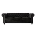 thumbnail image 1 of Home Design Kelso Velvet Rolled Arm Sofa with Deep Button Tufting, Nailhead Trim and Turned Legs, Black, 1 of 6