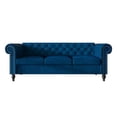 thumbnail image 1 of Home Design Kelso Velvet Rolled Arm Sofa with Deep Button Tufting, Nailhead Trim and Turned Legs, Blue, 1 of 6