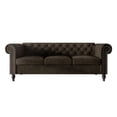 thumbnail image 1 of Home Design Kelso Velvet Rolled Arm Sofa with Deep Button Tufting, Nailhead Trim and Turned Legs, Brown, 1 of 6