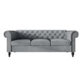 thumbnail image 1 of Home Design Kelso Velvet Rolled Arm Sofa with Deep Button Tufting, Nailhead Trim and Turned Legs, Gray, 1 of 6