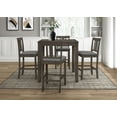 thumbnail image 1 of Home Design Kinsley 5-Piece Counter Set, Taupe/Gray, Square Table with Slat-Back Cushioned Chairs, Modern Minimalist Style, 1 of 6