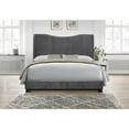 thumbnail image 1 of Home Design Kris Full Upholstered Wingback Bed Frame with Arched Wingback Headboard and Nailhead Trim, Dark Gray, Easy assembly, 1 of 7
