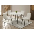 thumbnail image 1 of Home Design Lattice Dining Set, White, Round table, Parsons-style velvet chairs, Diamond channel tufting, Sleek dowel legs, Modern design, Comfortable seating, Durable construction, 1 of 6