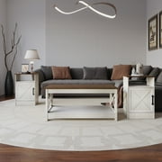 Home Design Lebanon 3 Piece Coffee Table Set - Includes coffee table and 2 end tables, With Soft-Close Doors, Brown/Light Gray, Easy Assembly