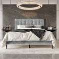 thumbnail image 1 of Home Design Marion Full Tufted Upholstered Platform Bed Frame with Tufted Headboard and Plush Padding, Silver Gray, Easy Assembly, 1 of 5