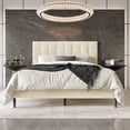thumbnail image 1 of Home Design Marion Queen Tufted Upholstered Platform Bed Frame with Tufted Headboard and Plush Padding, Beige, Easy Assembly, 1 of 6